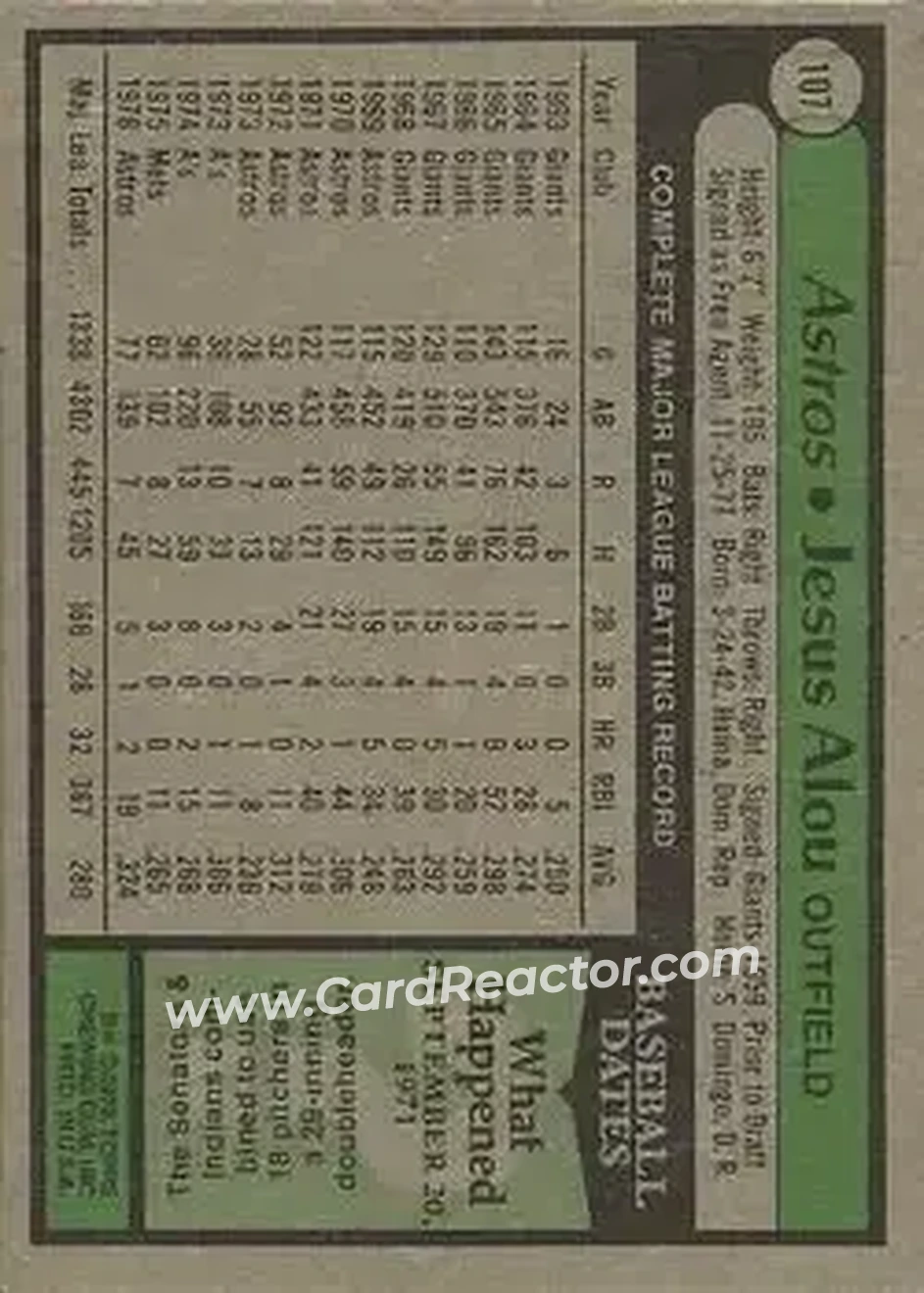 1979 Topps #107 - Jesus Alou - Houston Astros