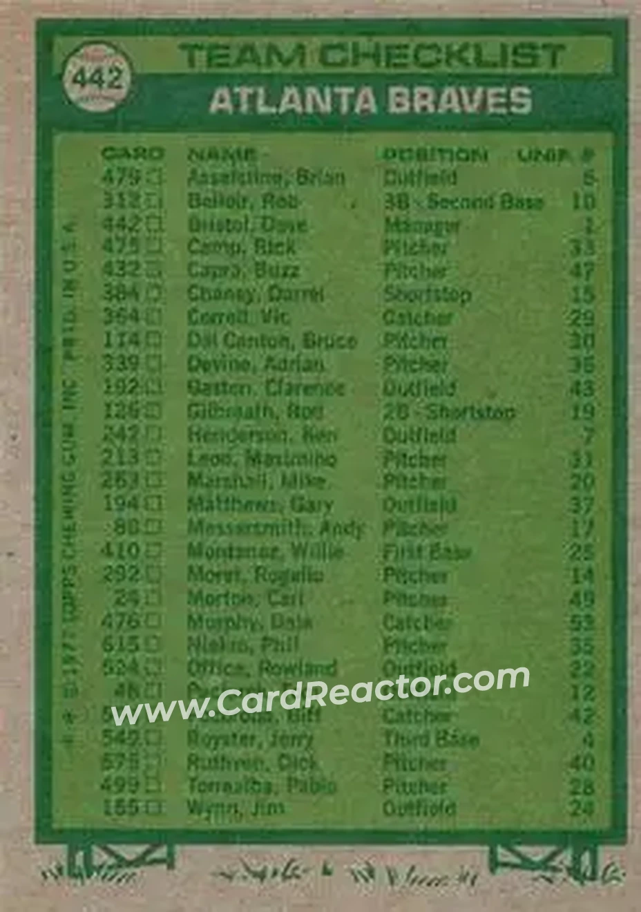 Back of Card #442
