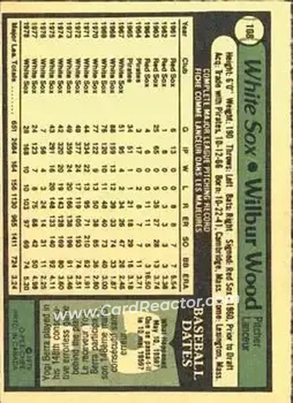 Back of Wilbur Wood