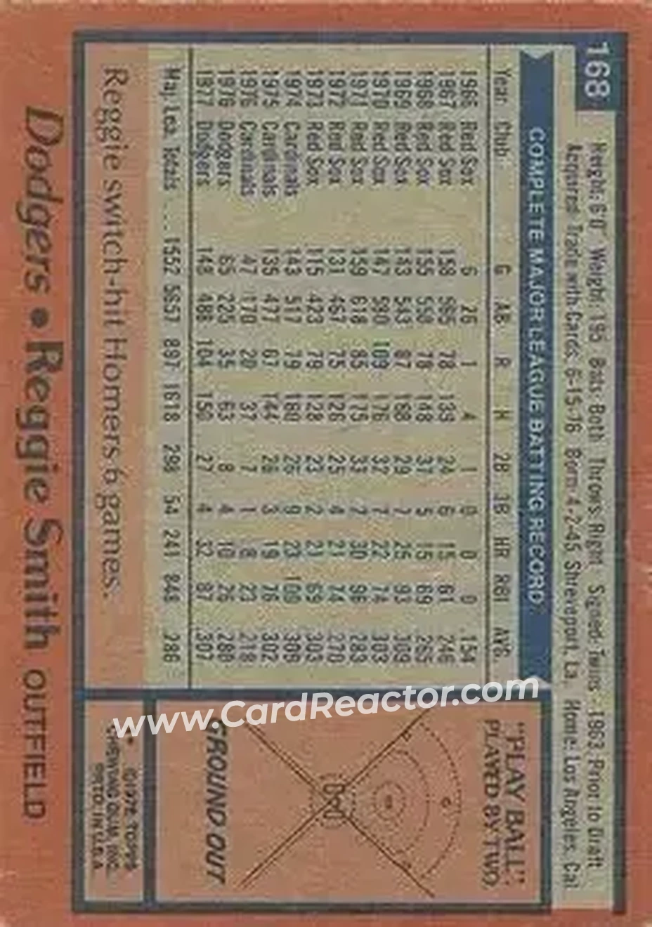 1978 Topps #168 - Reggie Smith - Los Angeles Dodgers