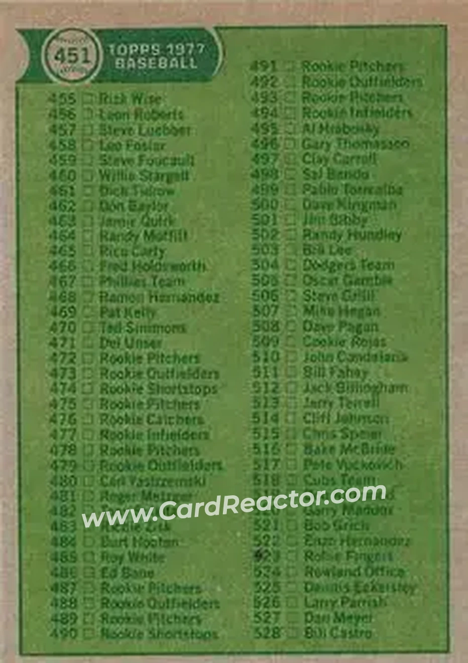 Back of Card #451
