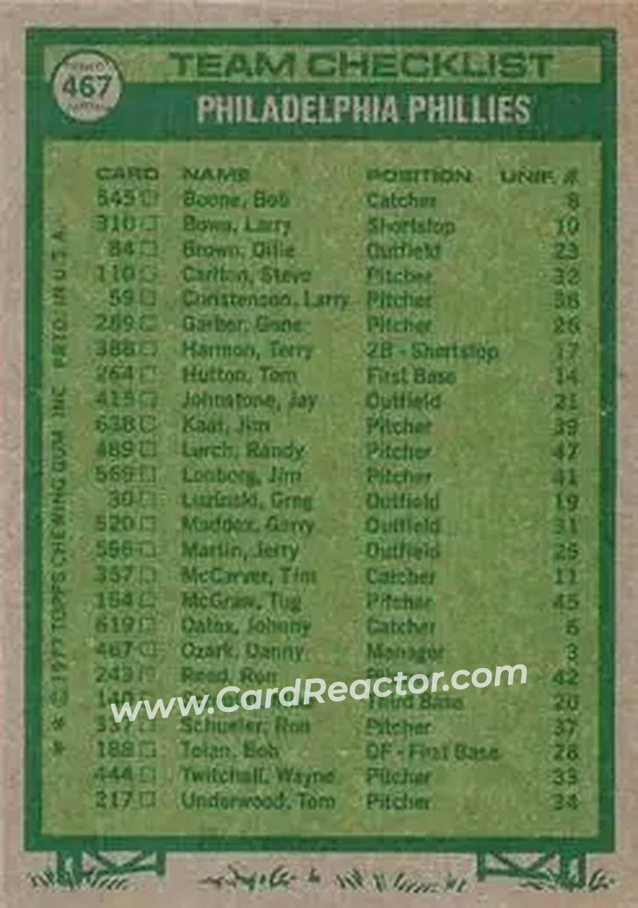 Back of Card #467