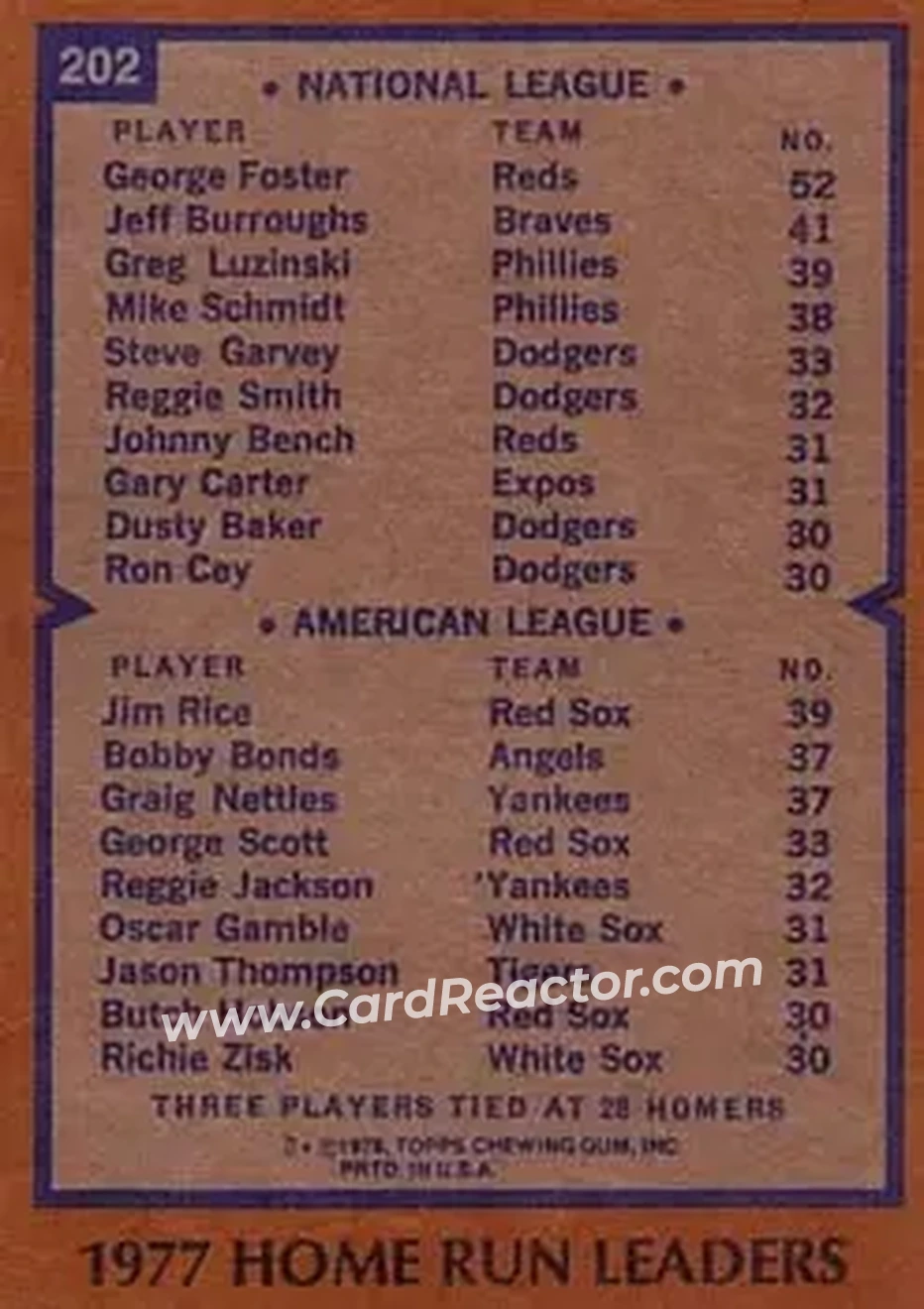 1978 Topps #202 - Card #202