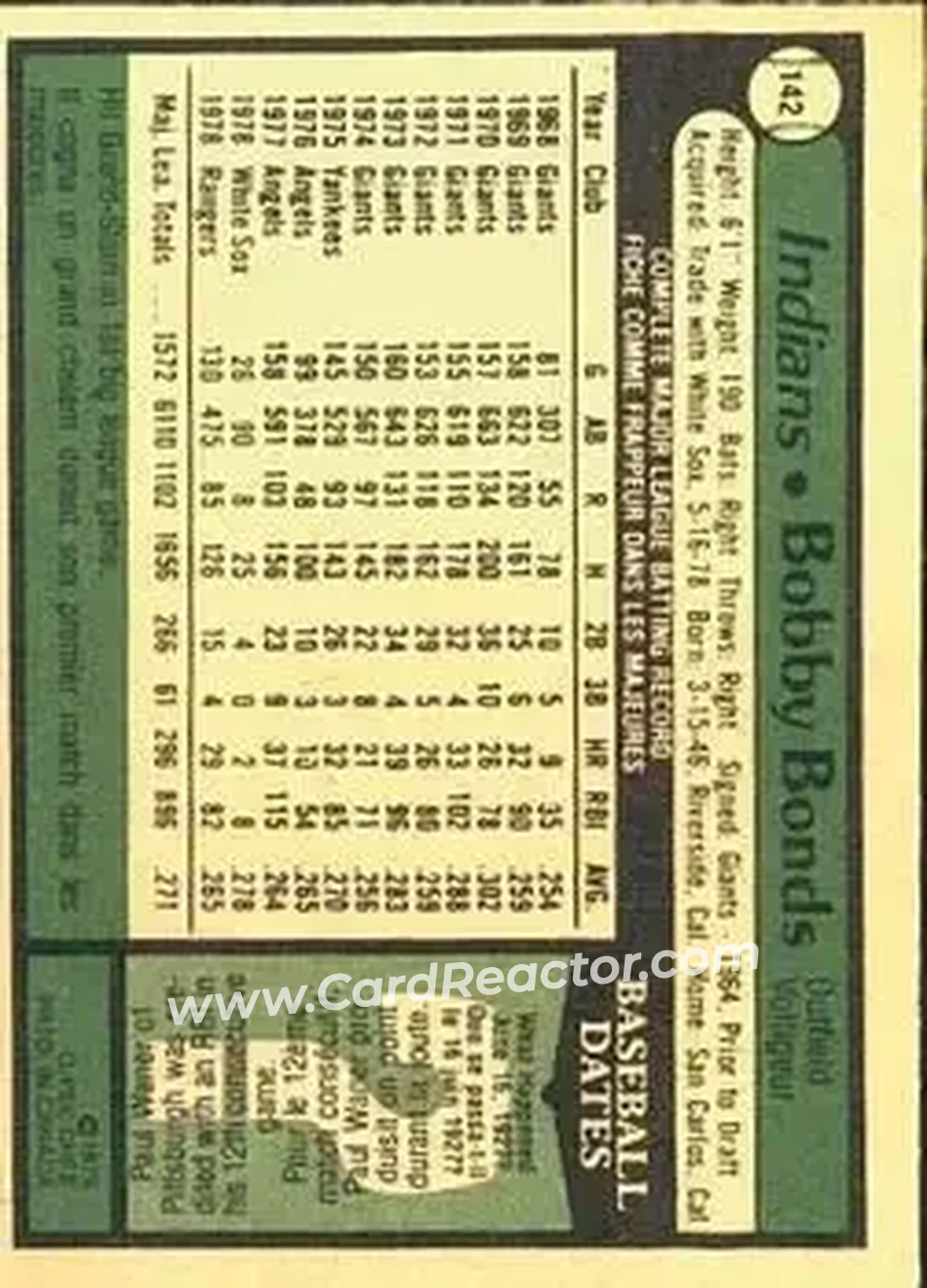 Back of Bobby Bonds