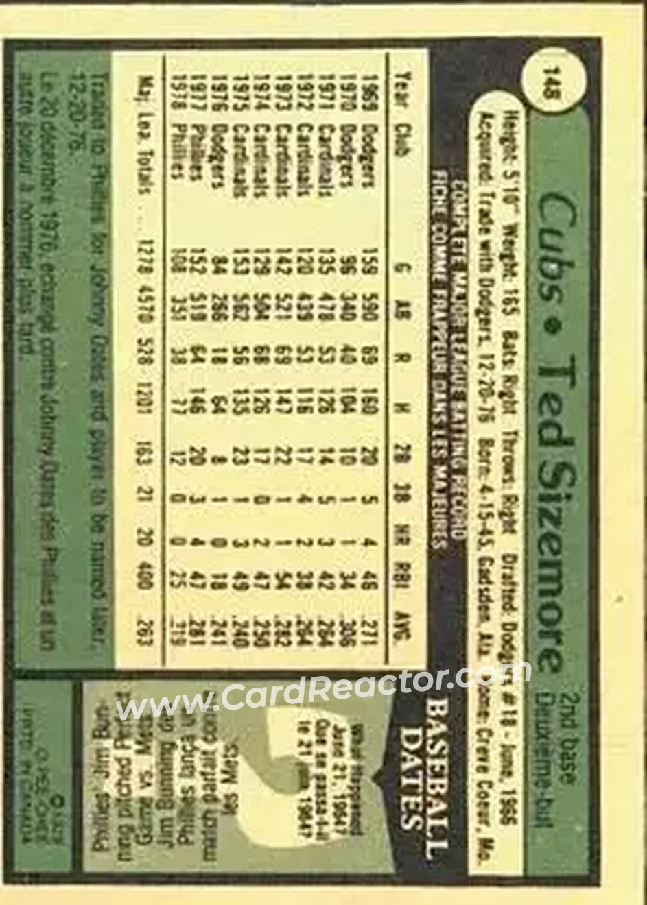 Back of Ted Sizemore