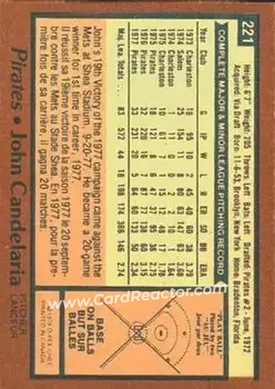 Back of John Candelaria