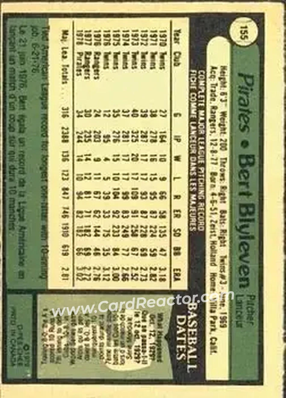 Back of Bert Blyleven