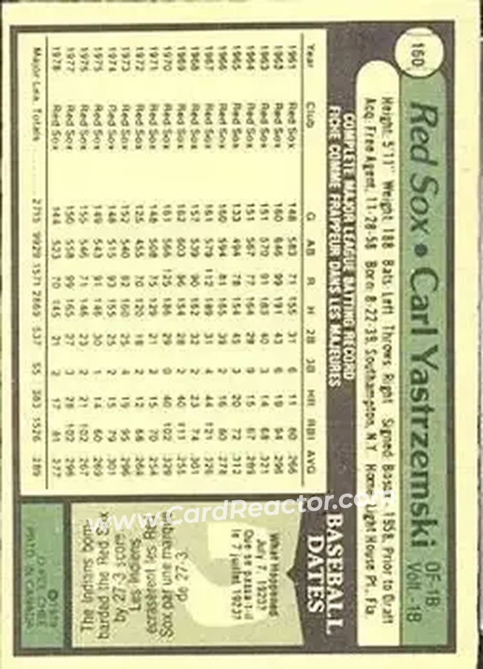 Back of Carl Yastrzemski