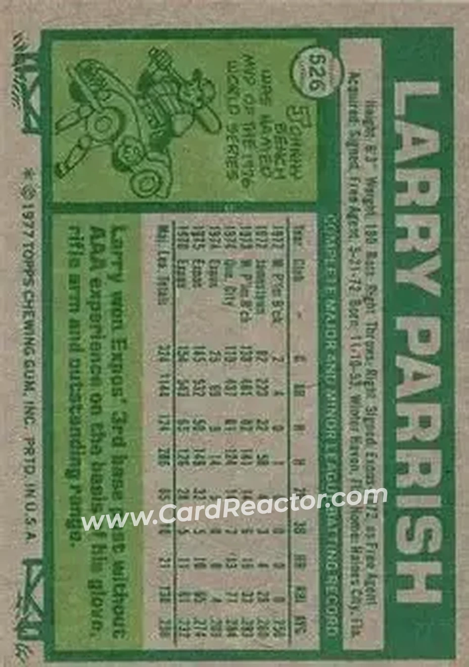 Back of Larry Parrish
