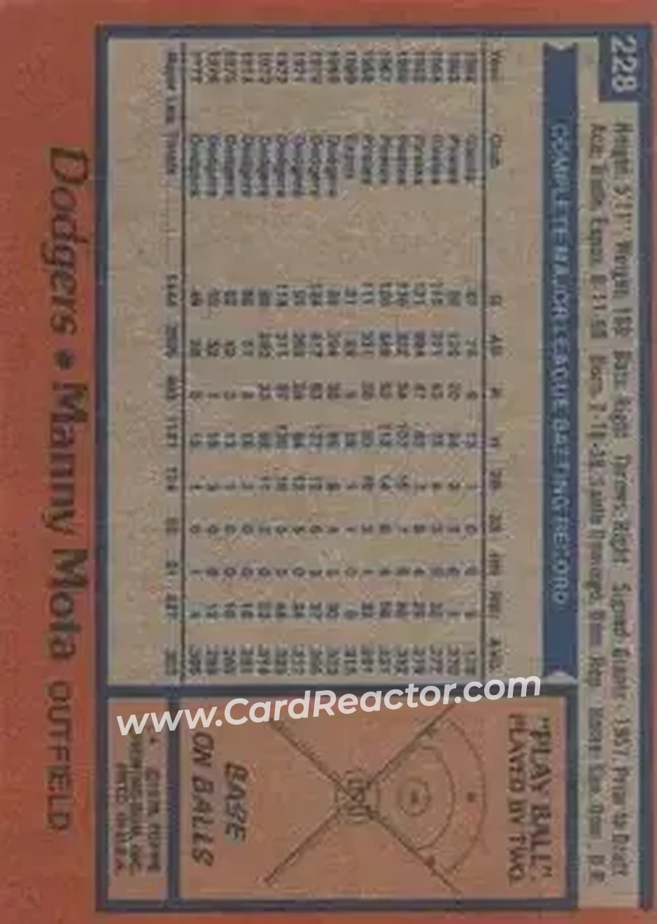1978 Topps #228 - Manny Mota - Los Angeles Dodgers