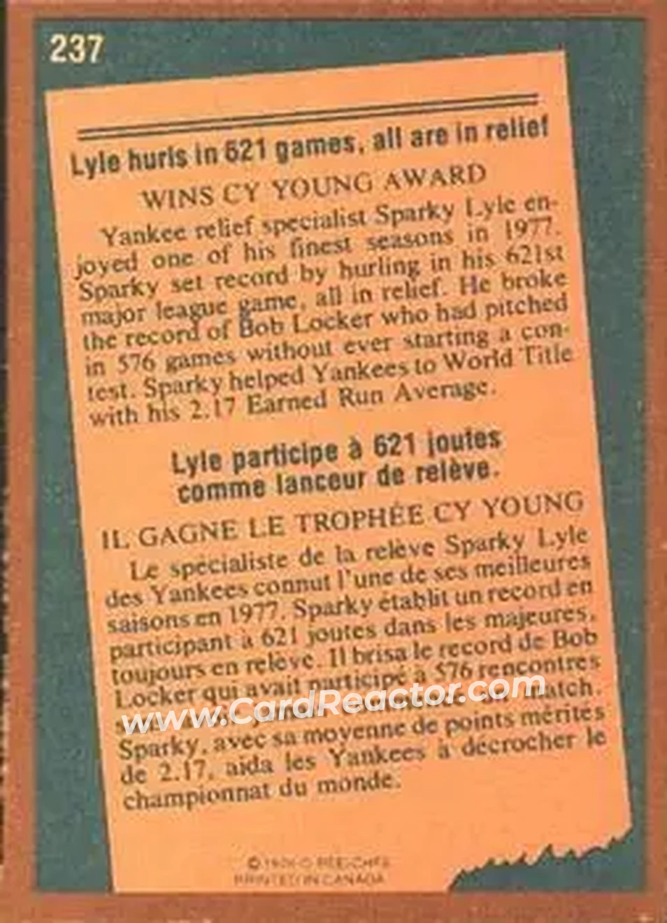 Back of Sparky Lyle