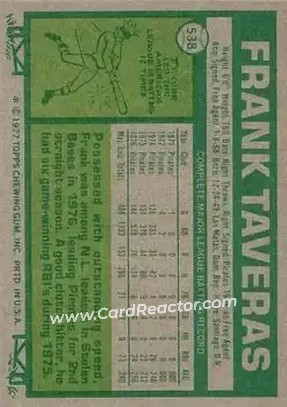 Back of Frank Taveras