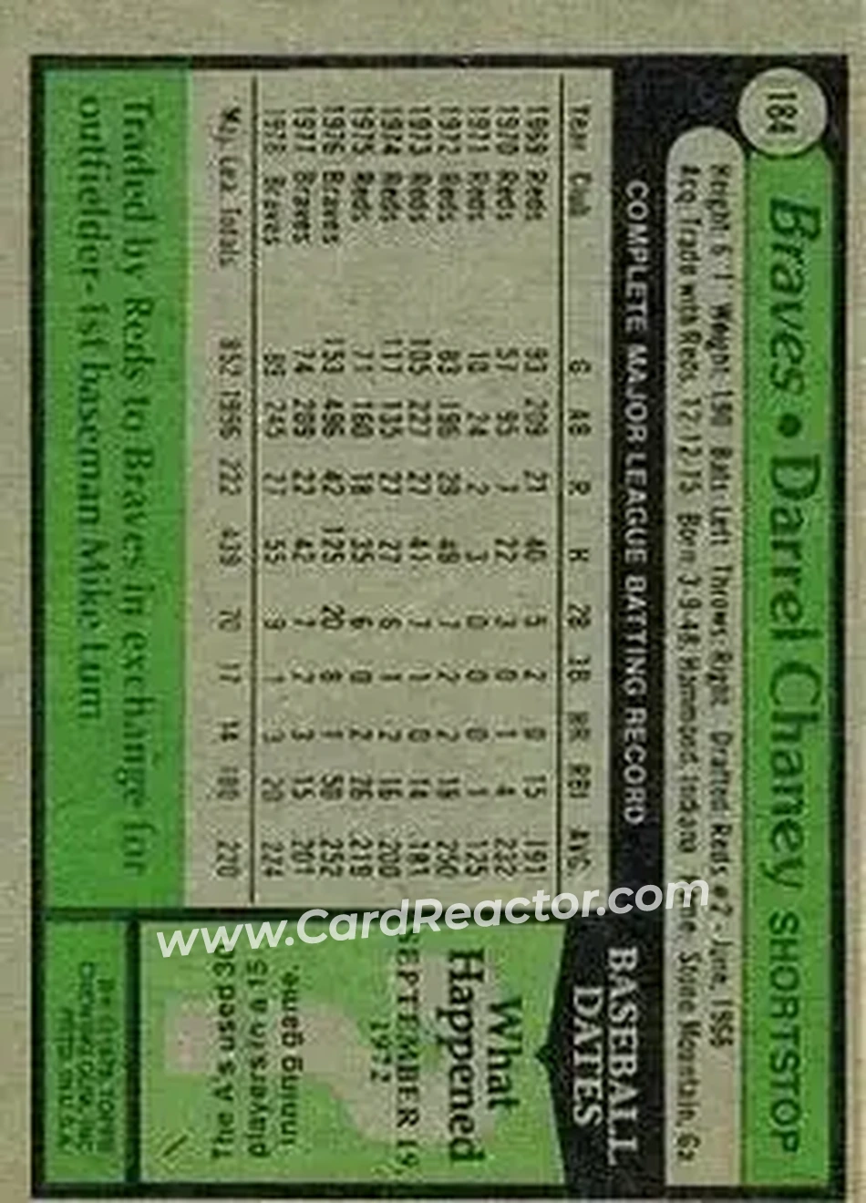 Back of Darrel Chaney
