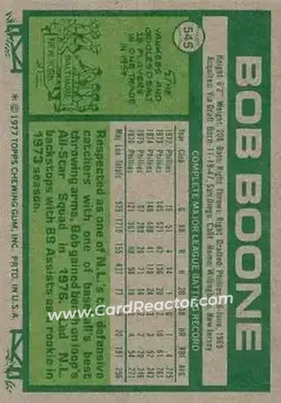 Back of Bob Boone