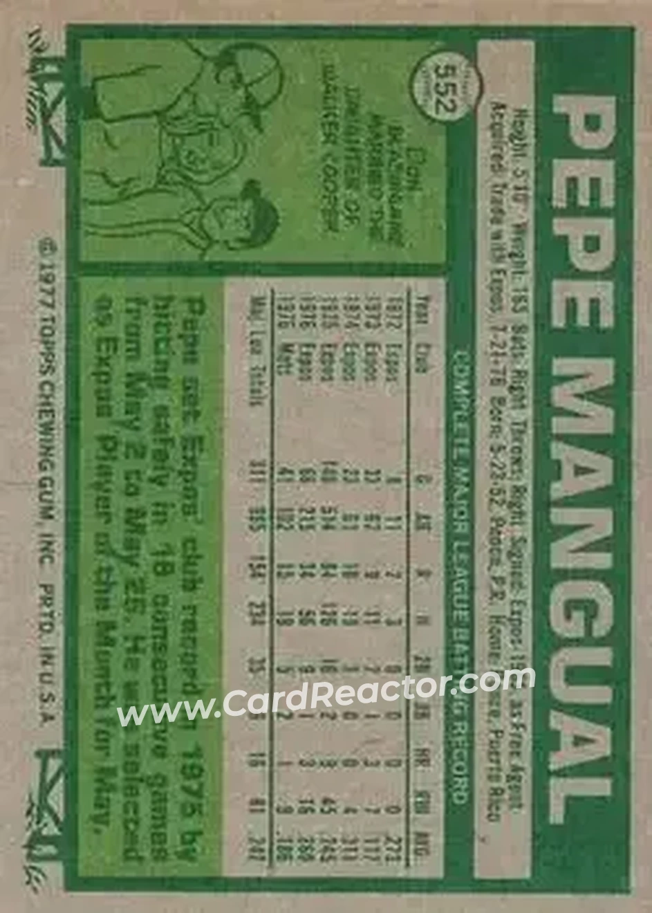 Back of Pepe Mangual
