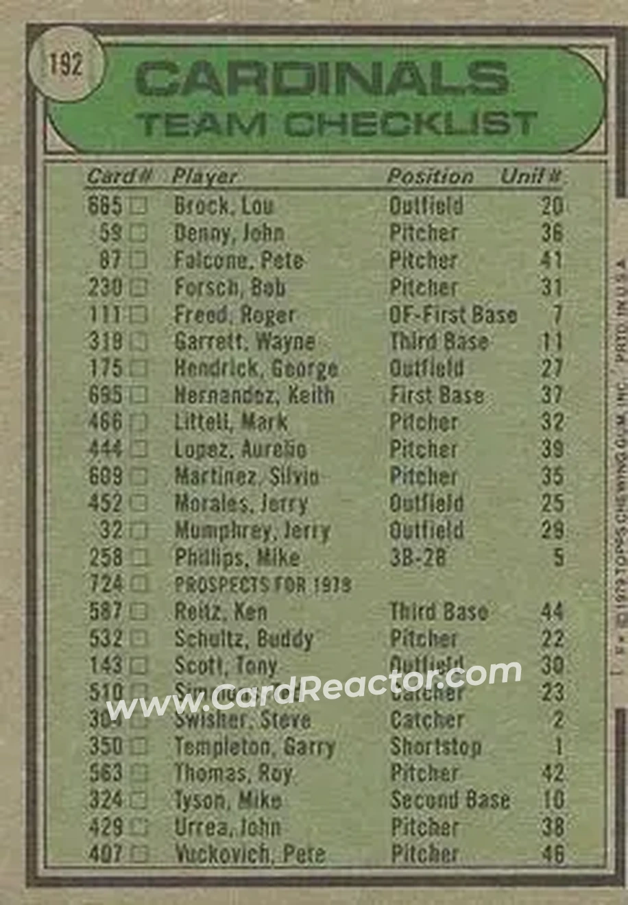 Back of Card #192