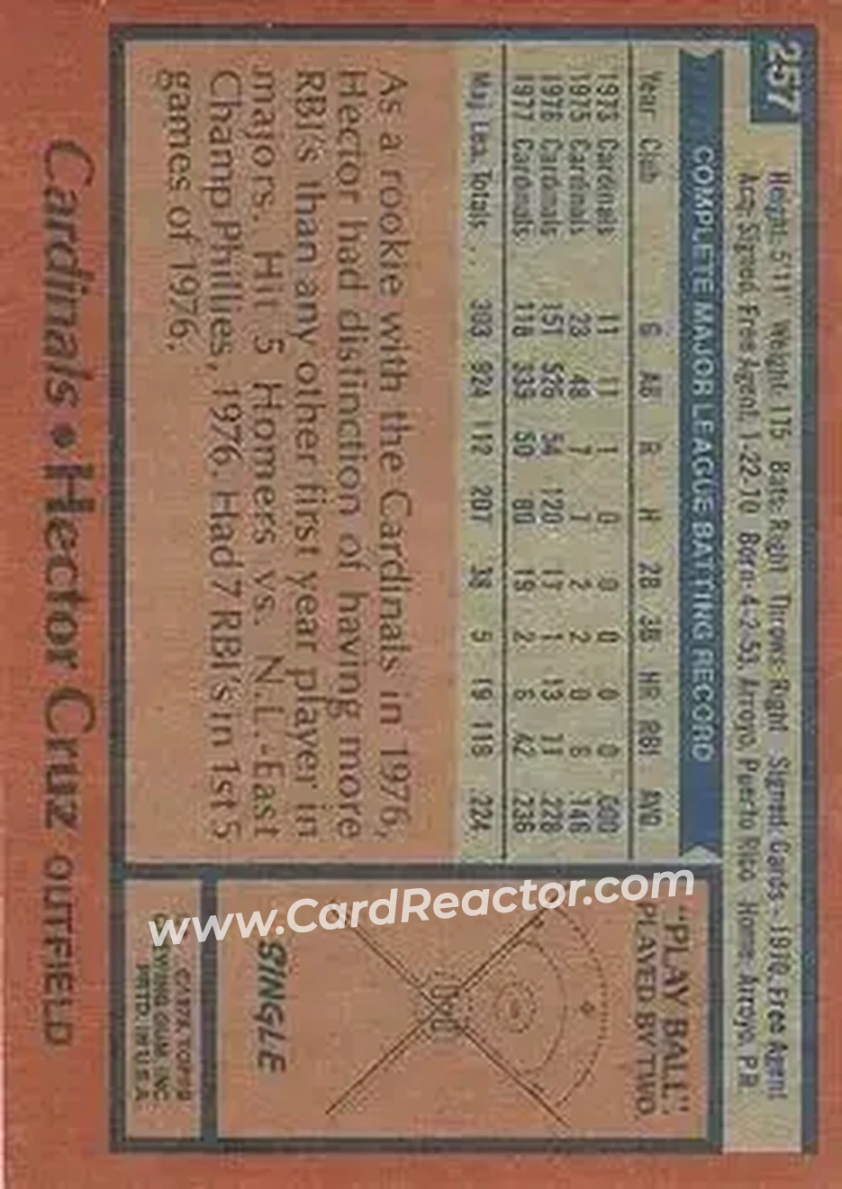 Back of Hector Cruz