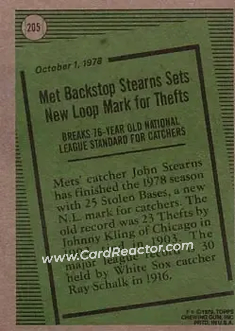 Back of John Stearns