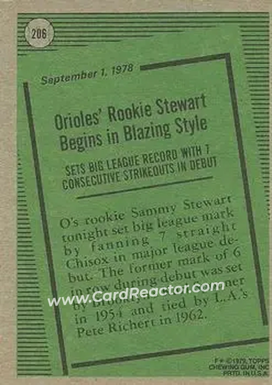 Back of Sammy Stewart