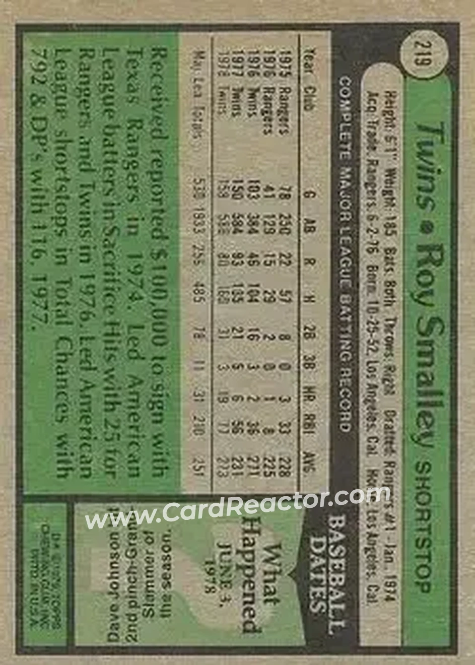 Back of Roy Smalley