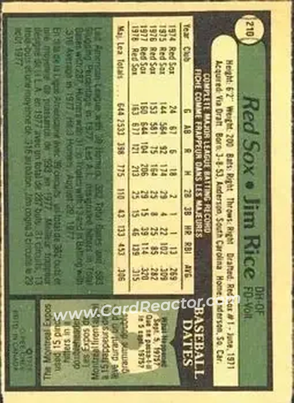 Back of Jim Rice