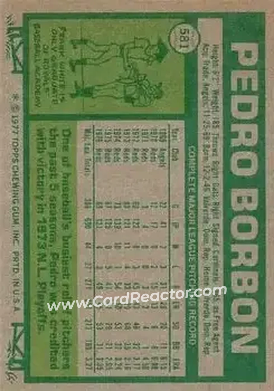 1977 Topps #581 - Pedro Borbon - Cincinnati Reds