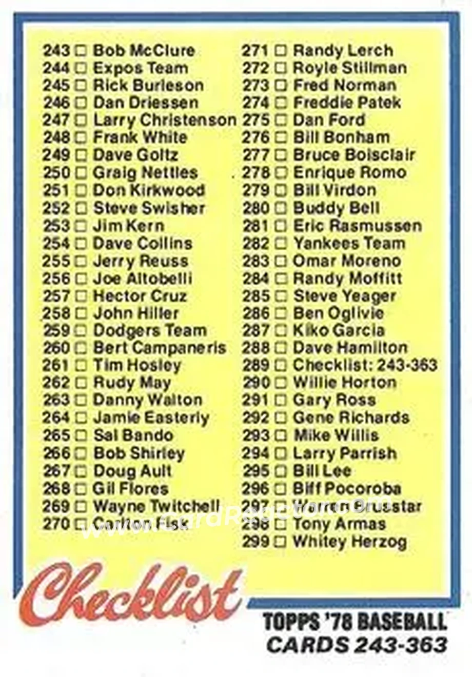 1978 Topps #289 - Card #289