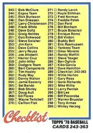 1978 Topps #289 - Card #289