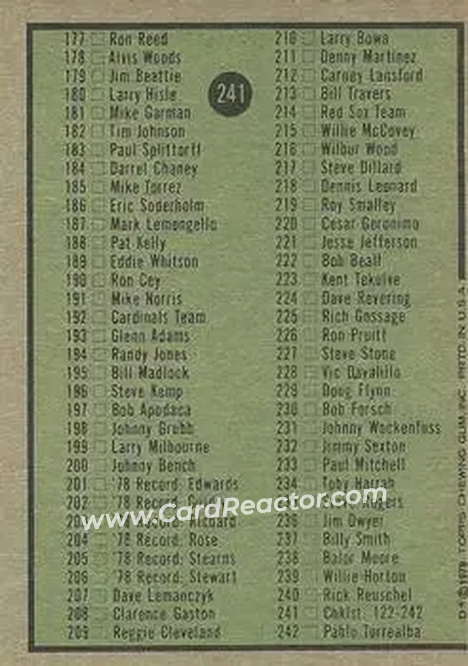 Back of Card #241