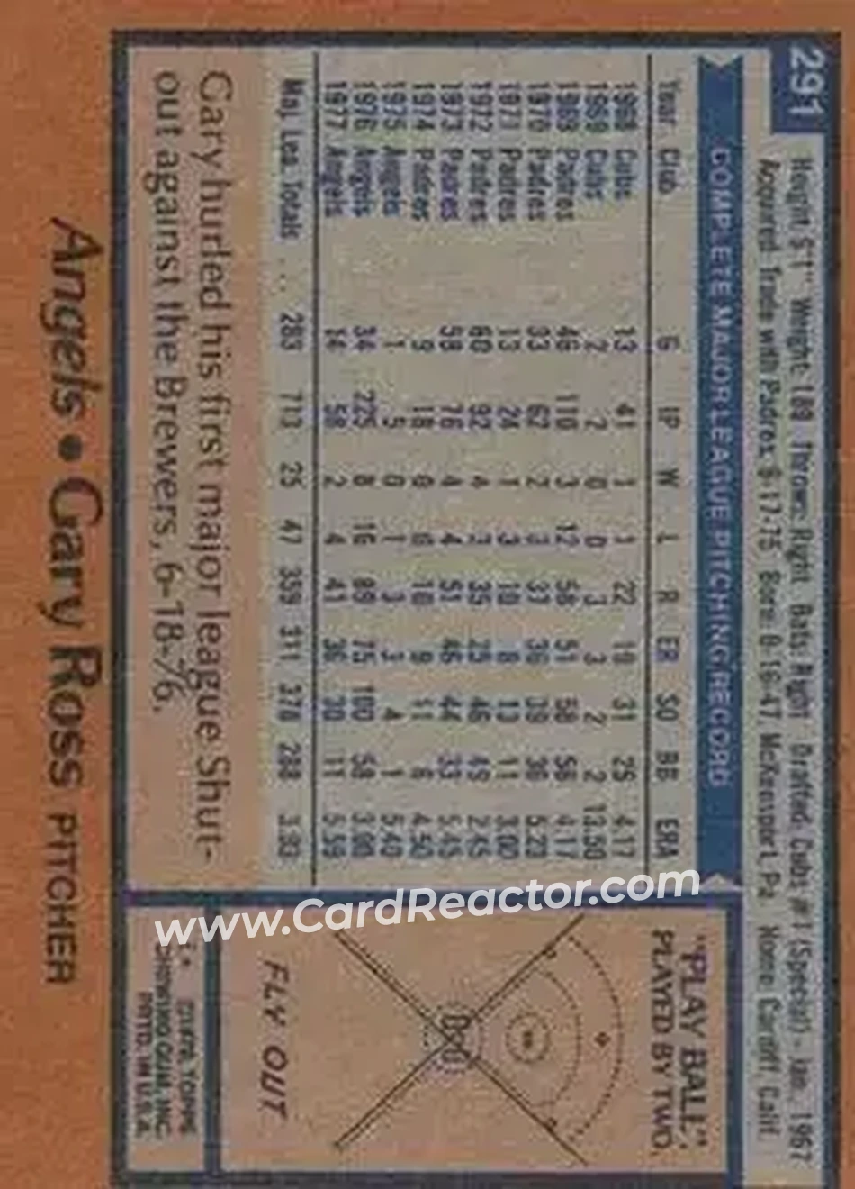 1978 Topps #291 - Gary Ross - California Angels