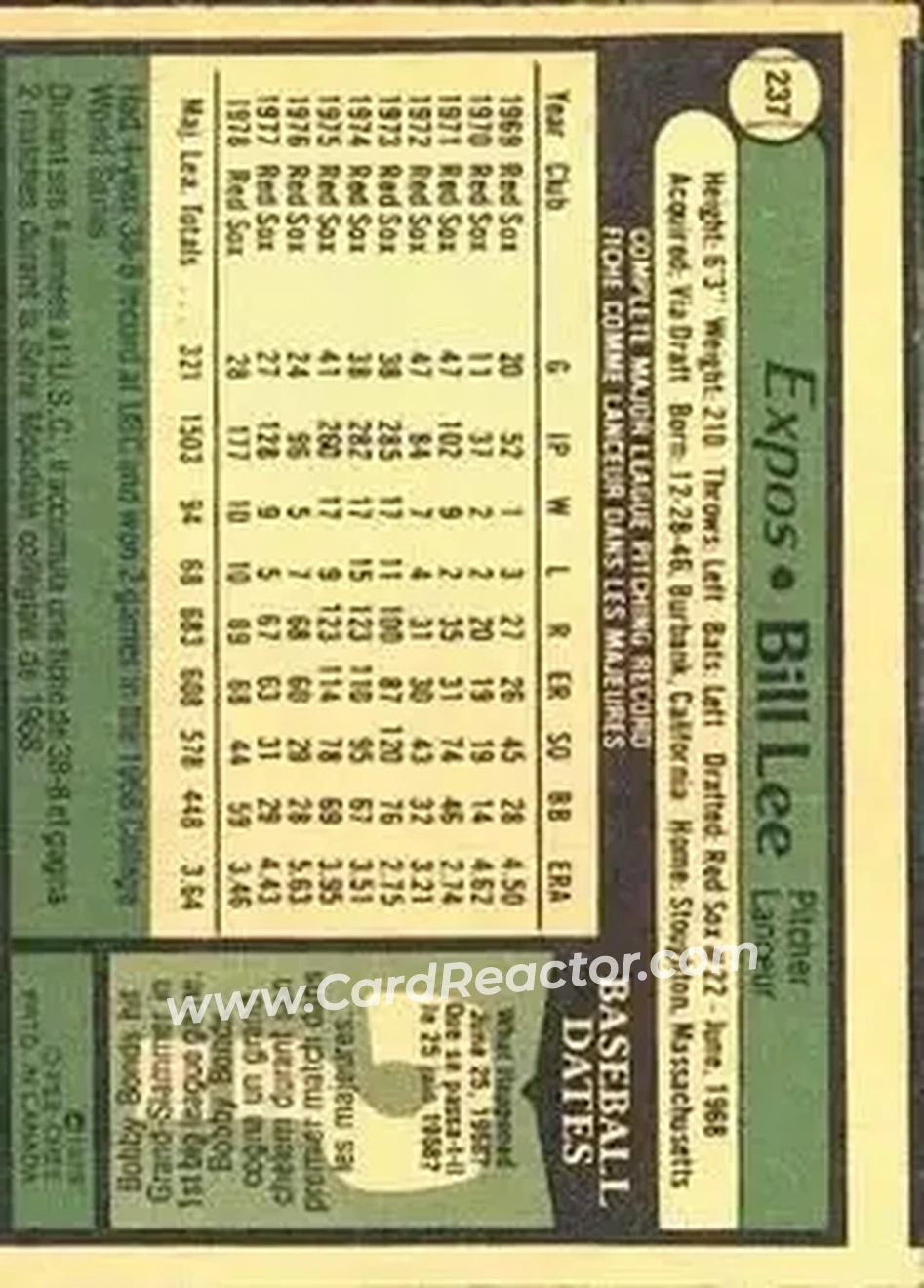 Back of Bill Lee