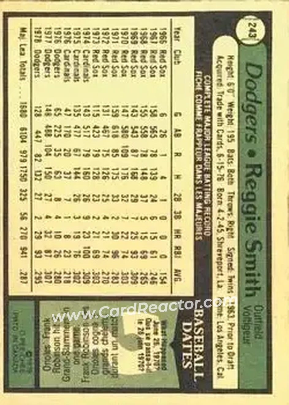 Back of Reggie Smith