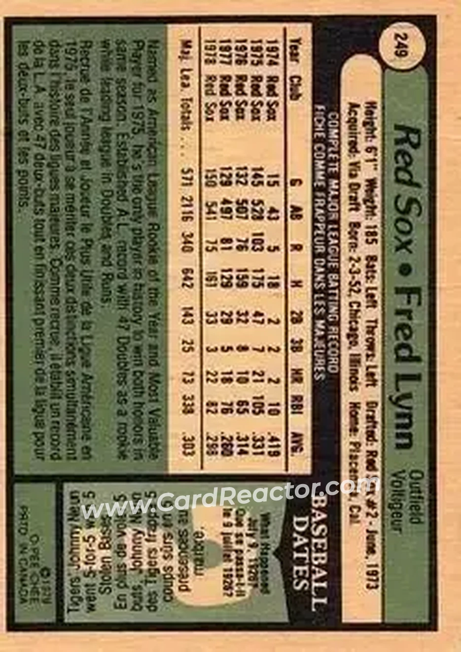 Back of Fred Lynn