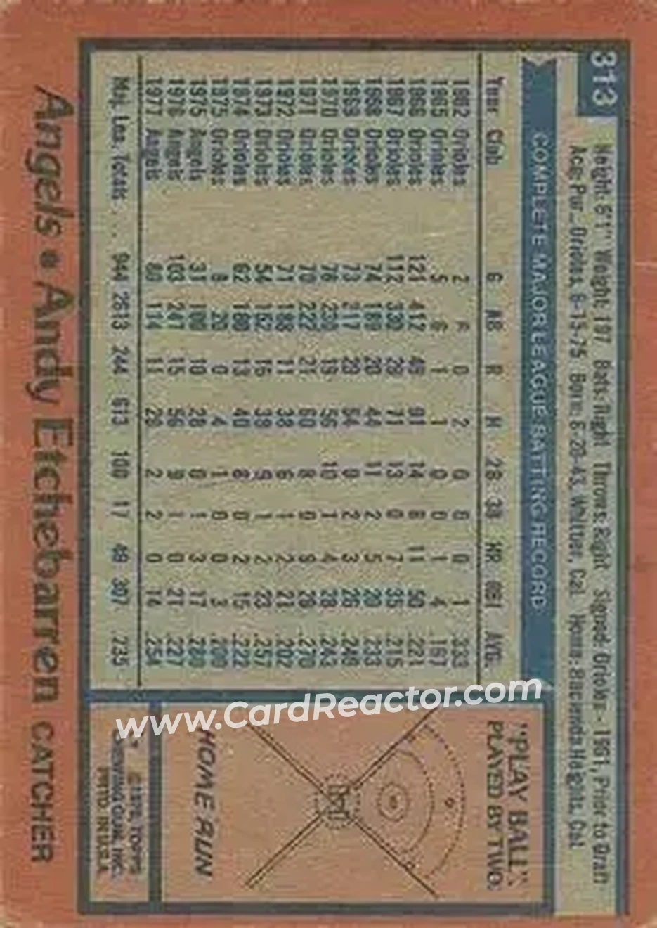 1978 Topps #313 - Andy Etchebarren - California Angels
