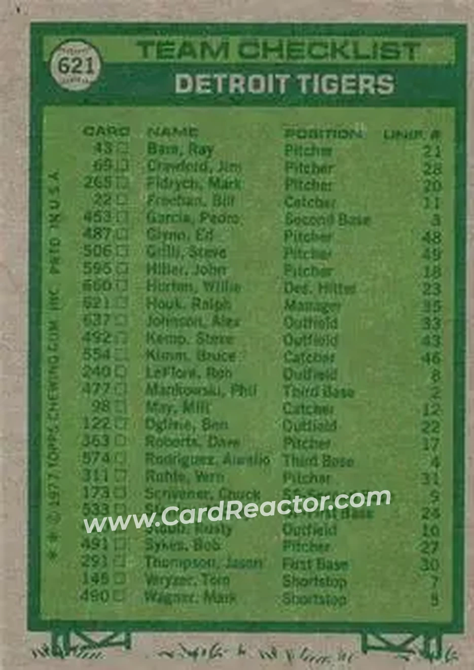 Back of Card #621