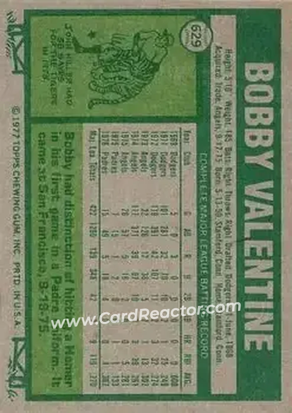 Back of Bobby Valentine