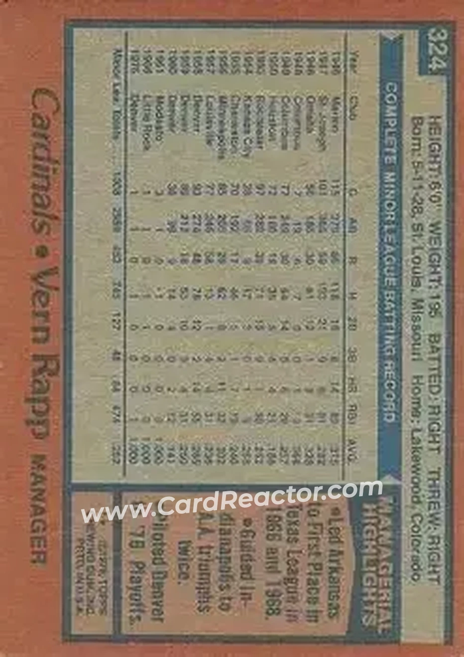 Back of Vern Rapp