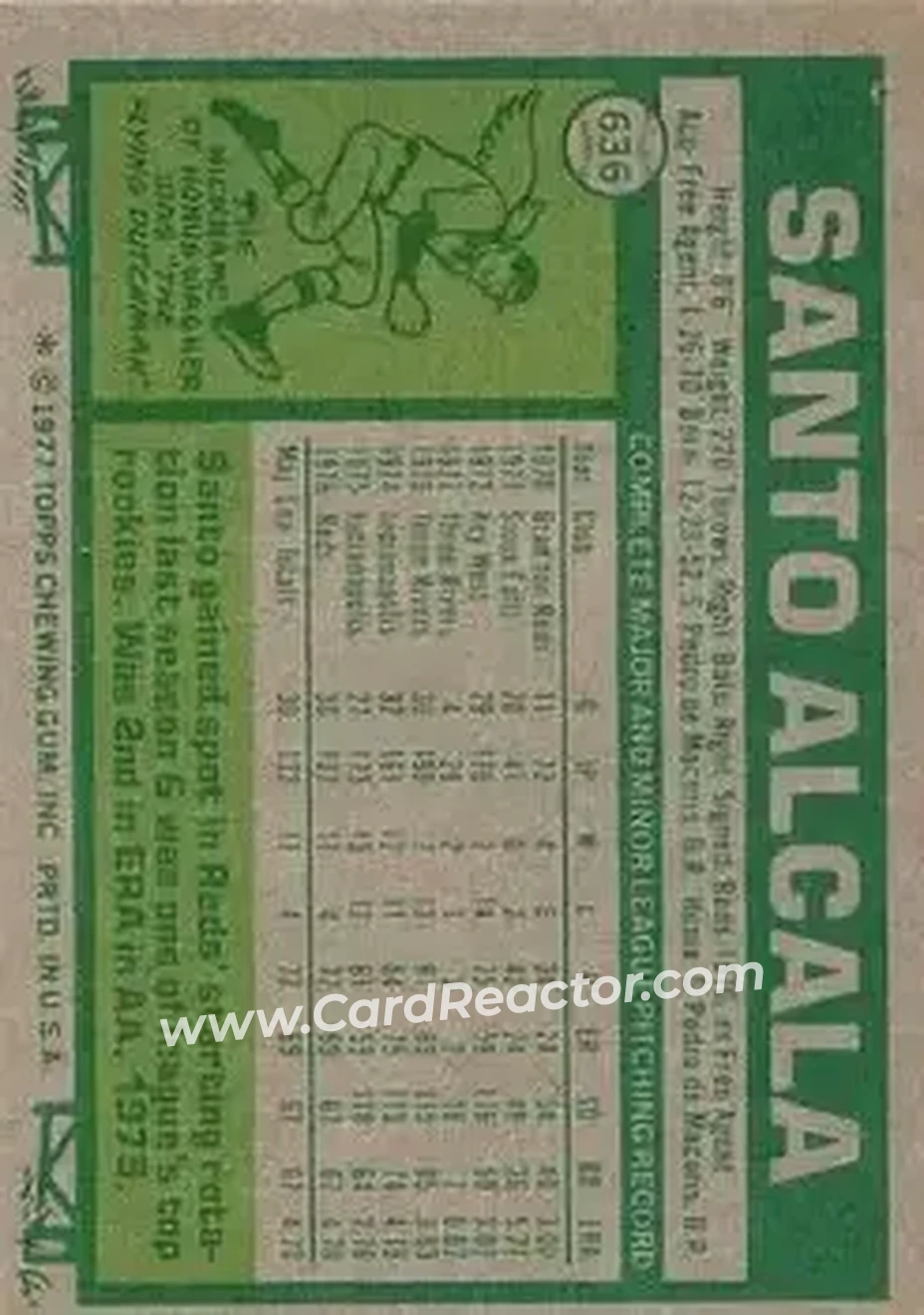1977 Topps #636 - Santo Alcala - Cincinnati Reds