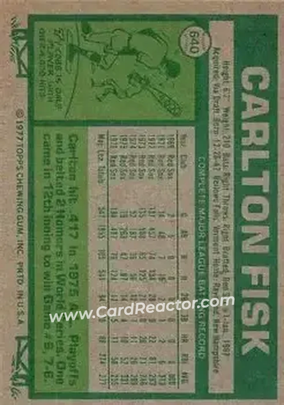 Back of Carlton Fisk