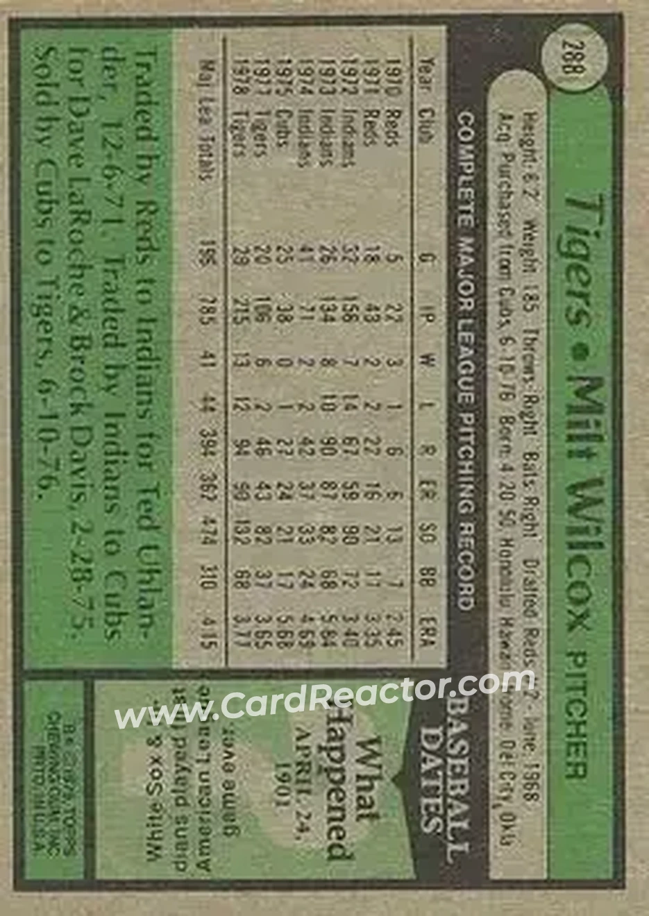 Back of Milt Wilcox
