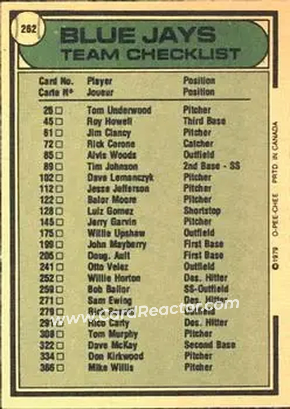 Back of Card #262