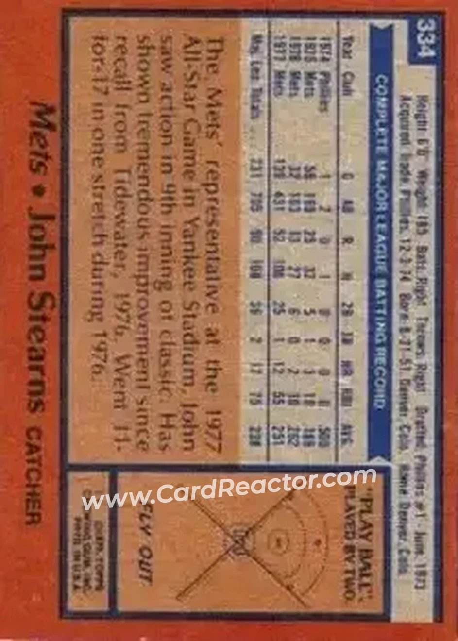 Back of John Stearns
