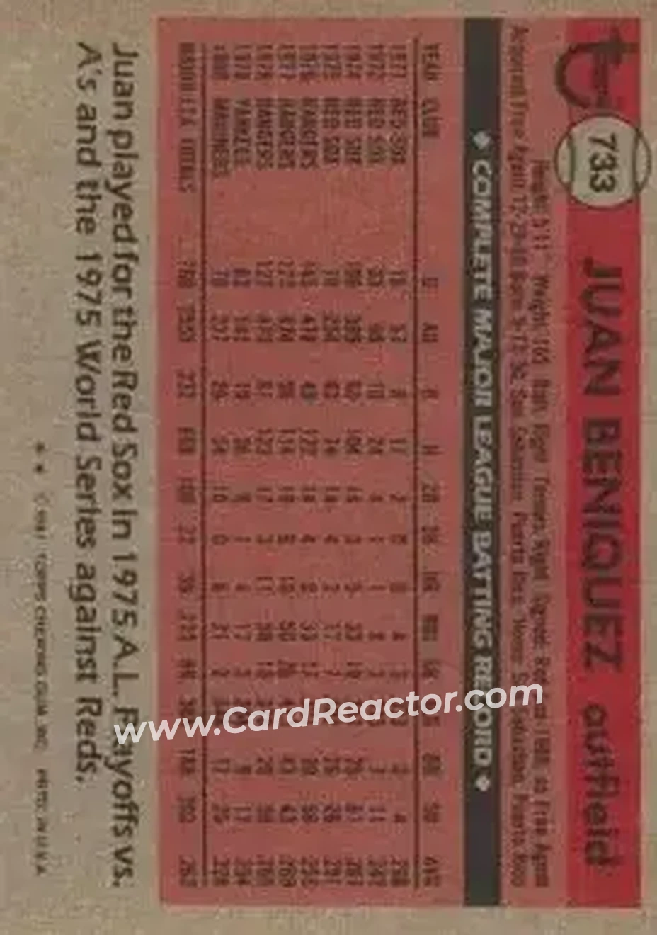 Back of Juan Beniquez