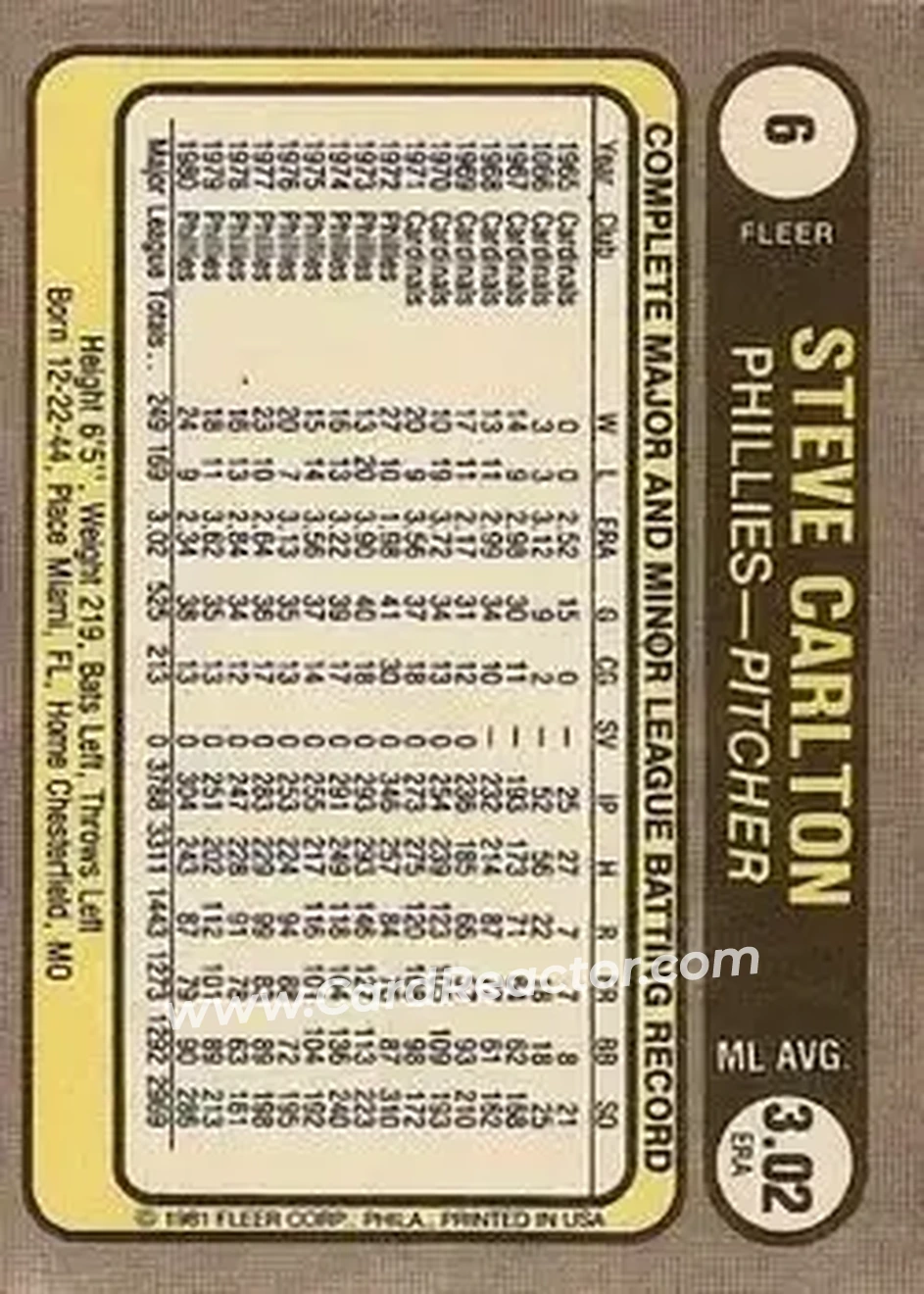 Back of Steve Carlton