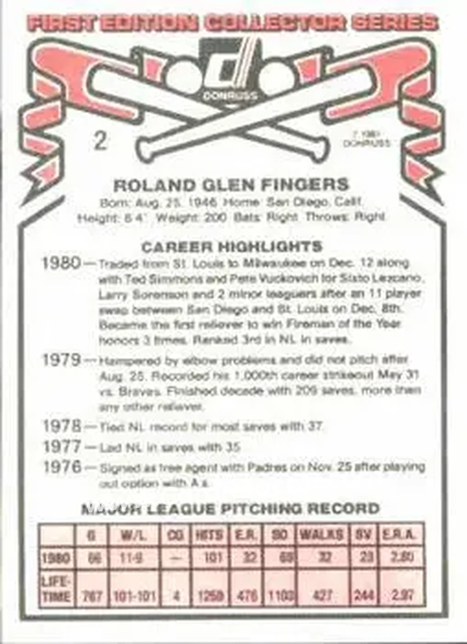 Back of Rollie Fingers