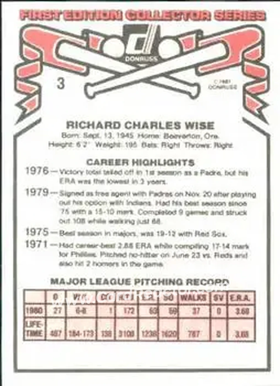 Back of Rick Wise