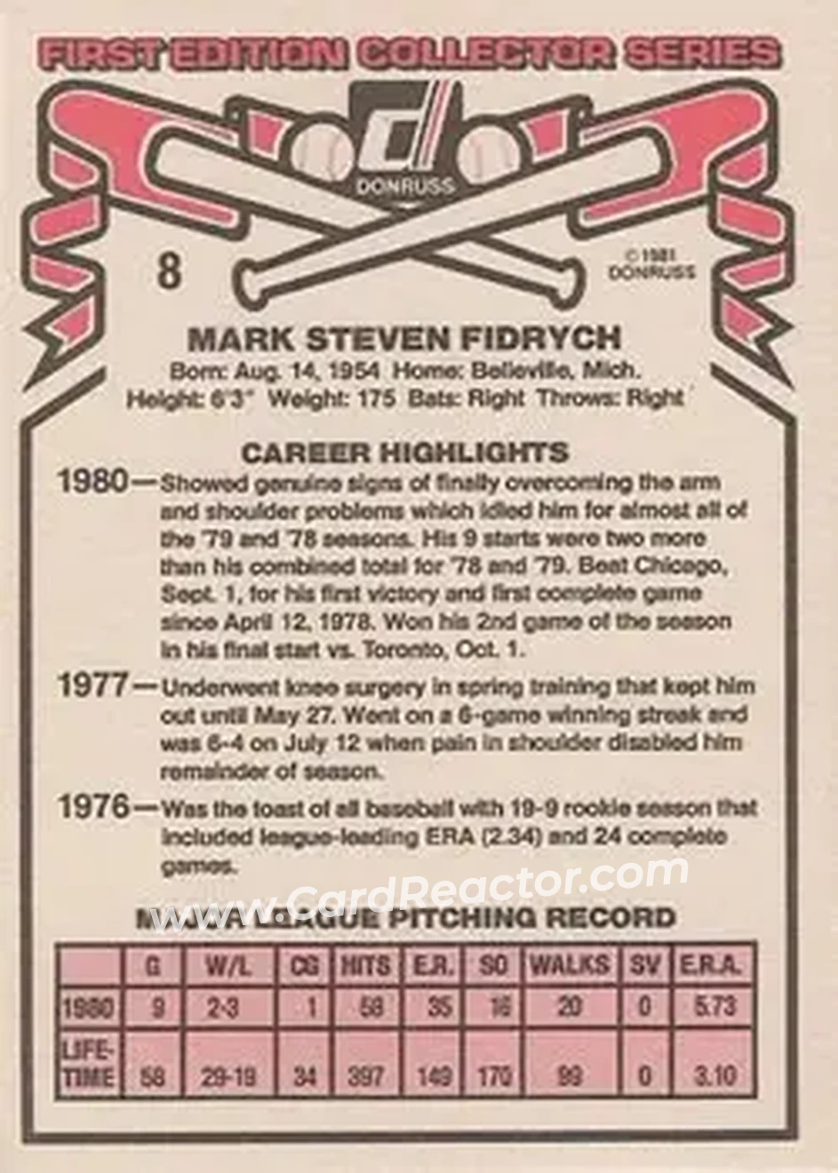 Back of Mark Fidrych