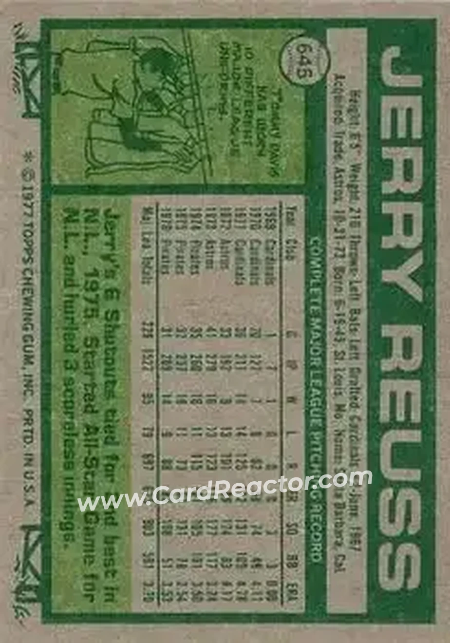 Back of Jerry Reuss