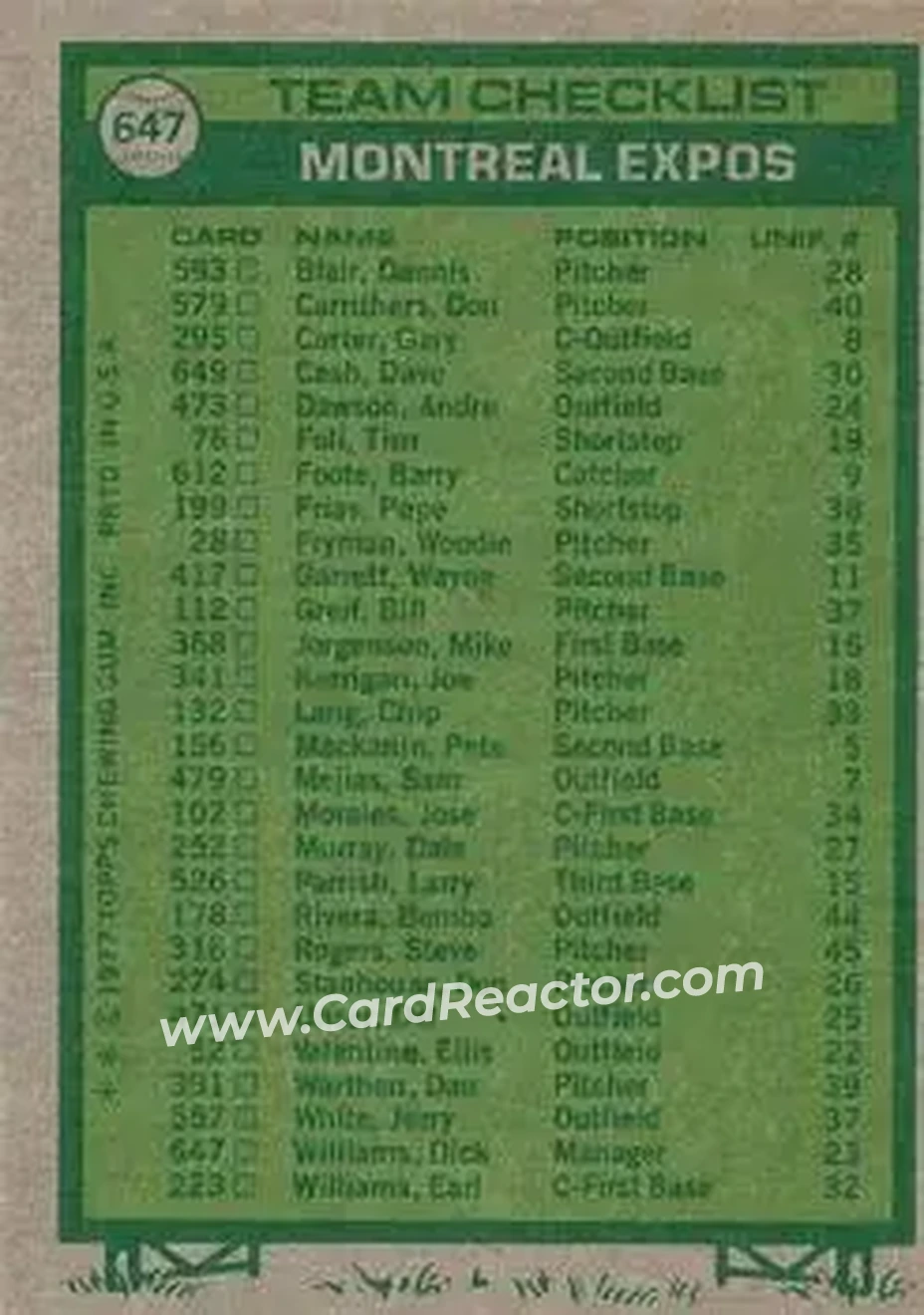 Back of Card #647
