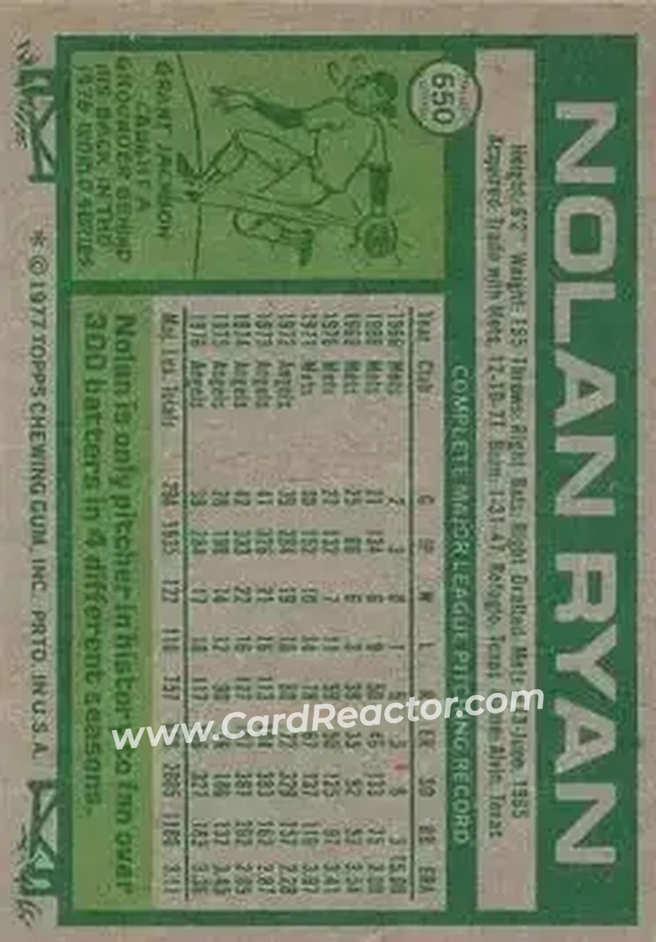 Back of Nolan Ryan
